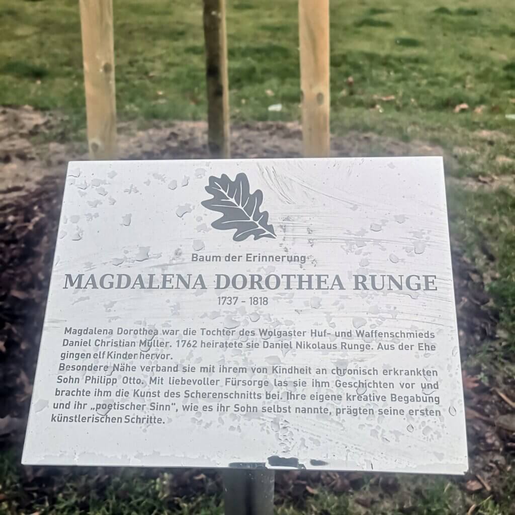 Tablica „Baum der Erinnerung” poświęcona Magdalenie Dorothei Runge (1737-1818)